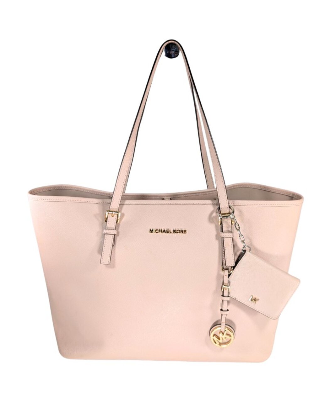 Michael Kors Light Pink Large Saffiano Leather Jet Set Tote & Wallet